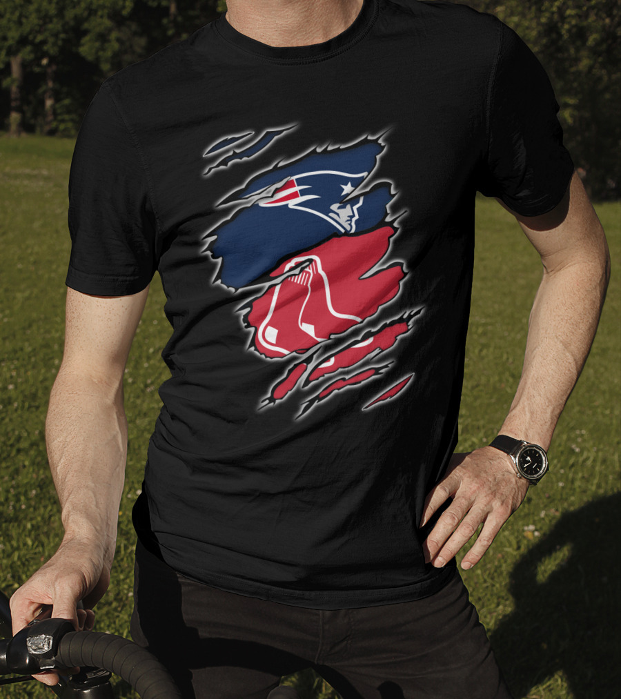 Patriots And Red Sox Logo Mashup NFL MLB Fans T-Shirt