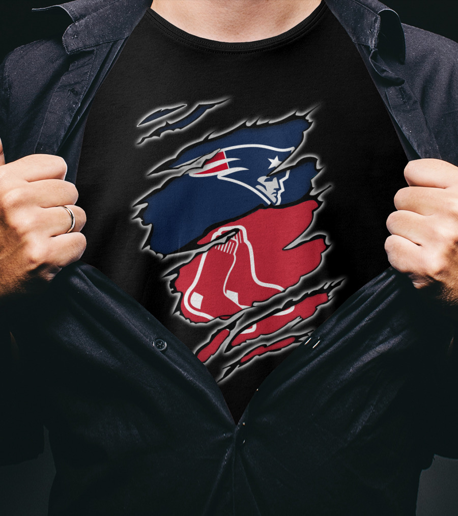 Patriots And Red Sox Logo Mashup NFL MLB Fans T-Shirt