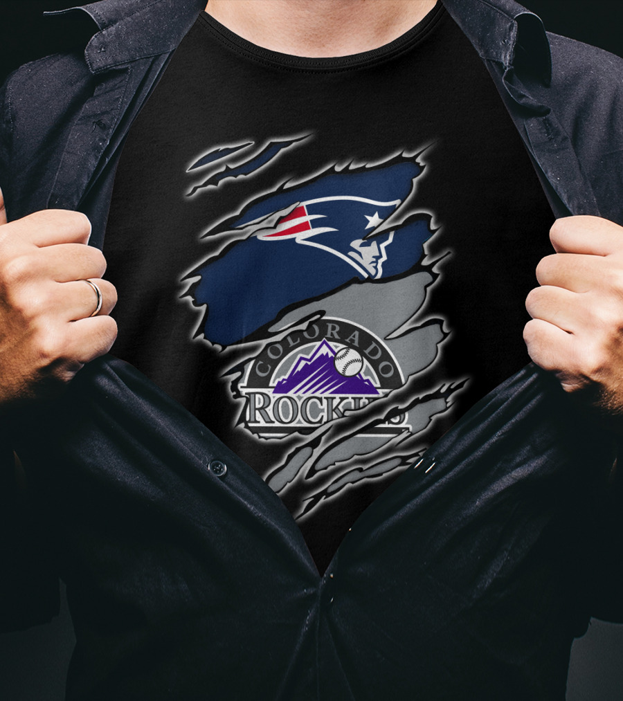 Patriots And Colorado Rockies Logo Mashup T-Shirt