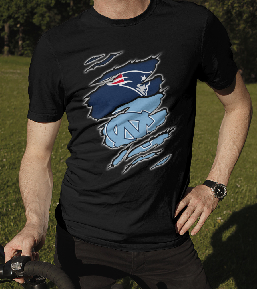Patriots And Tar Heels Logo Rip Claw Marks T-Shirt