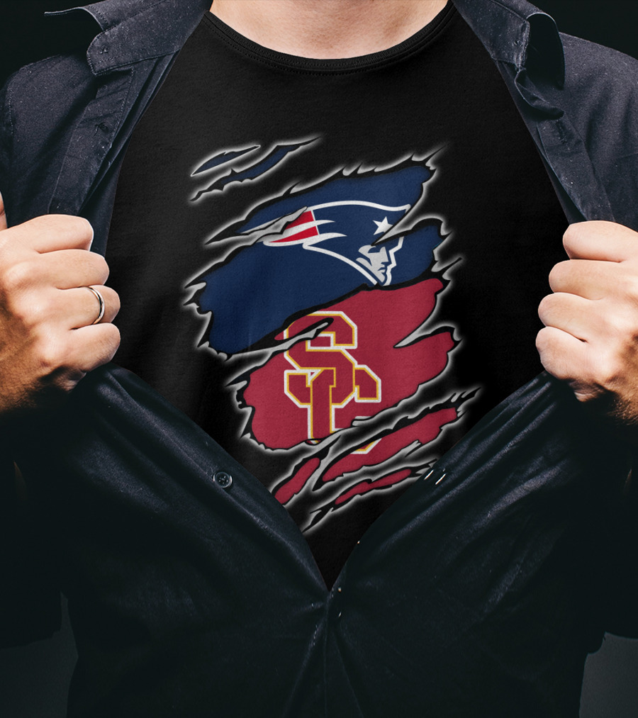 New England Patriots USC Trojans Claw Marks Fusion T-Shirt