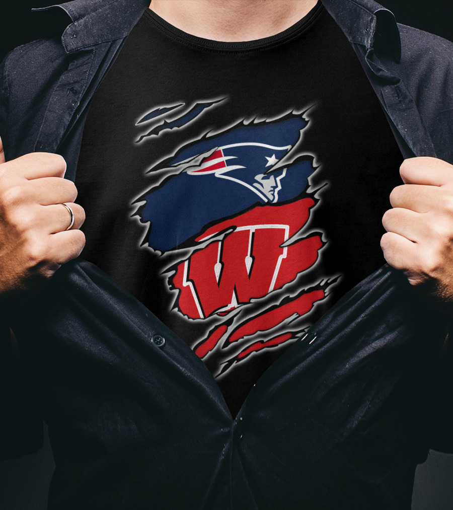 Patriots Wisconsin Badgers Logo Fusion T-Shirt