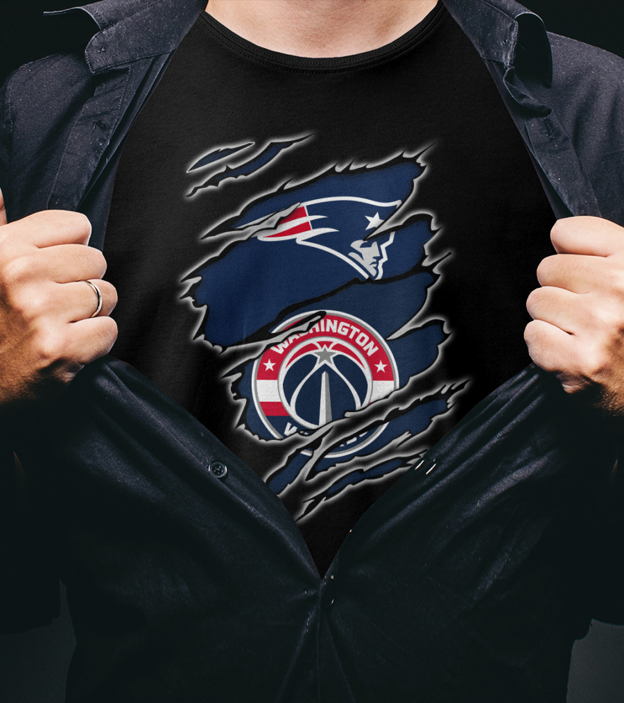 New England Patriots Washington Wizards Torn Logo Fan Crossover T-Shirt