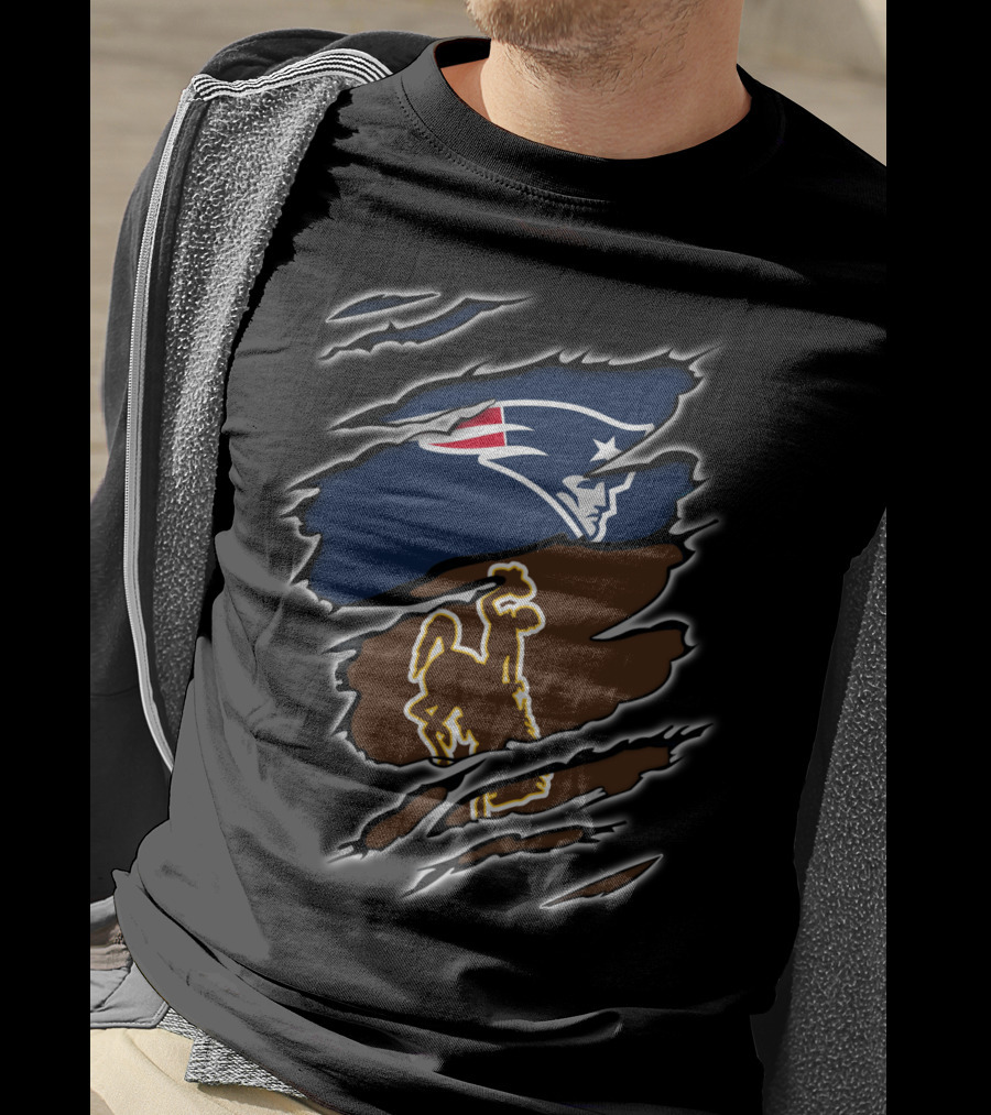 Patriots Logo And Wyoming Cowboy Symbol Fusion T-Shirt