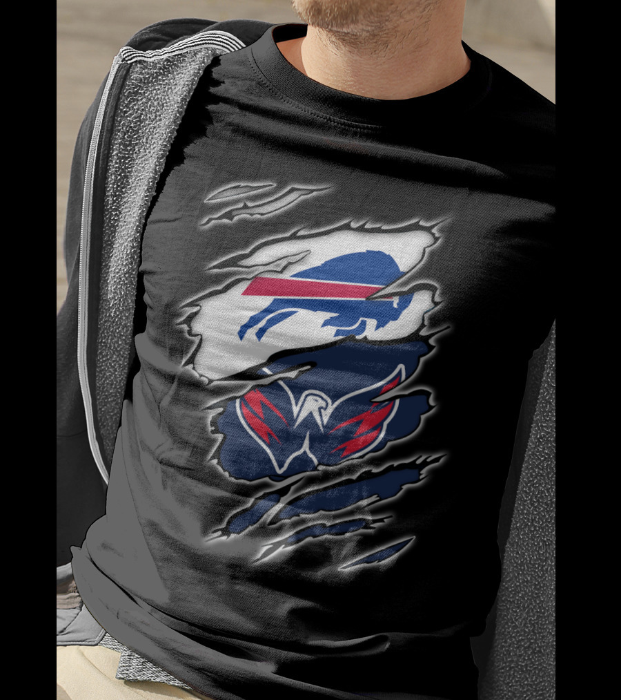 Buffalo Bills Washington Capitals Fan Ripped T-Shirt