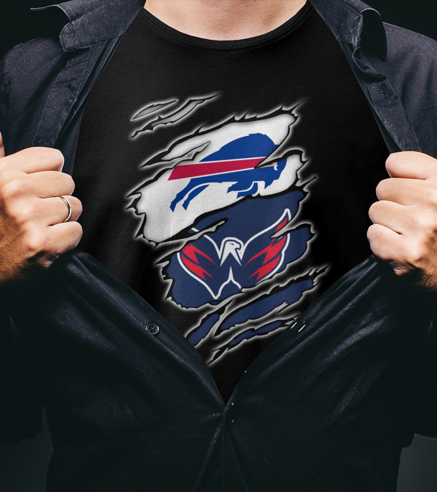 Buffalo Bills Washington Capitals Fan Ripped T-Shirt