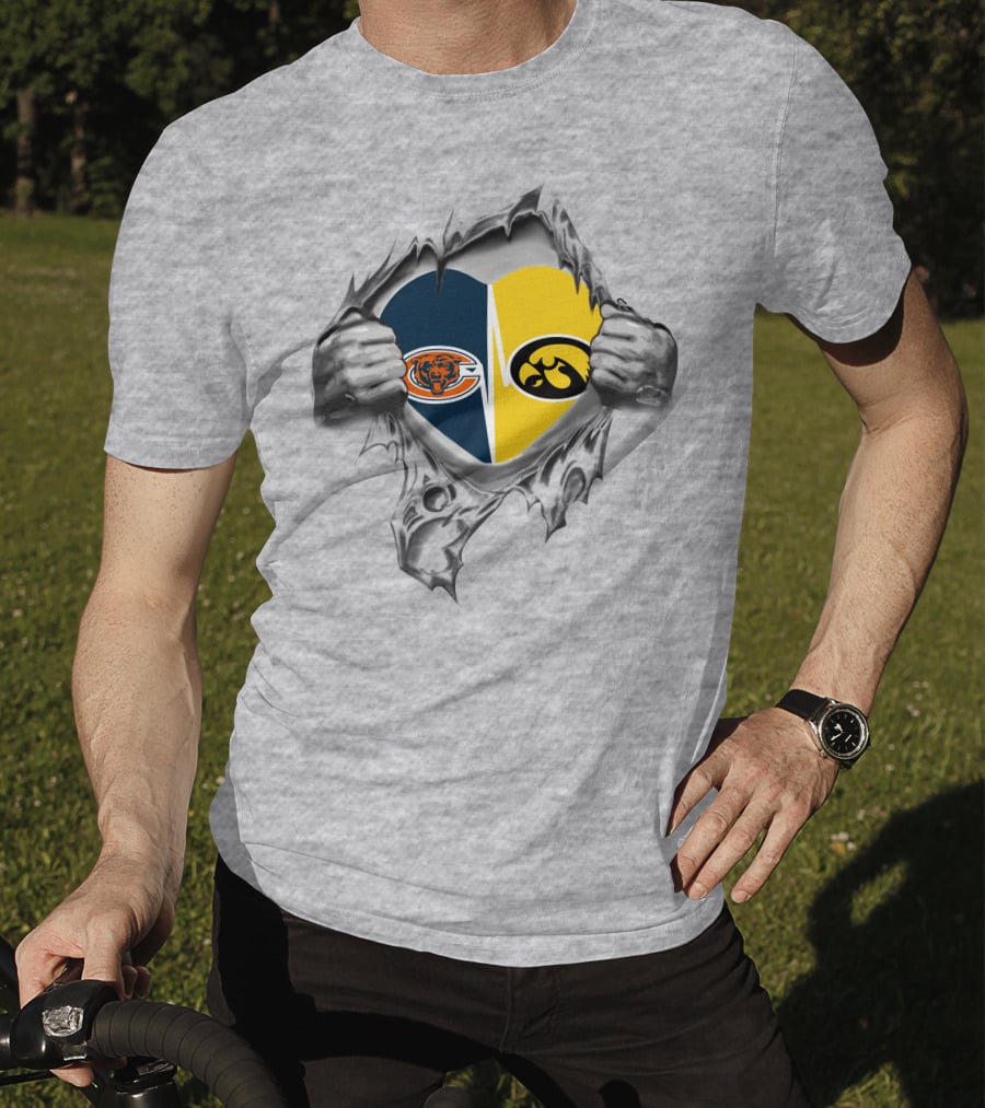 Hawkeyes Bears Heart Ripped Open T-Shirt