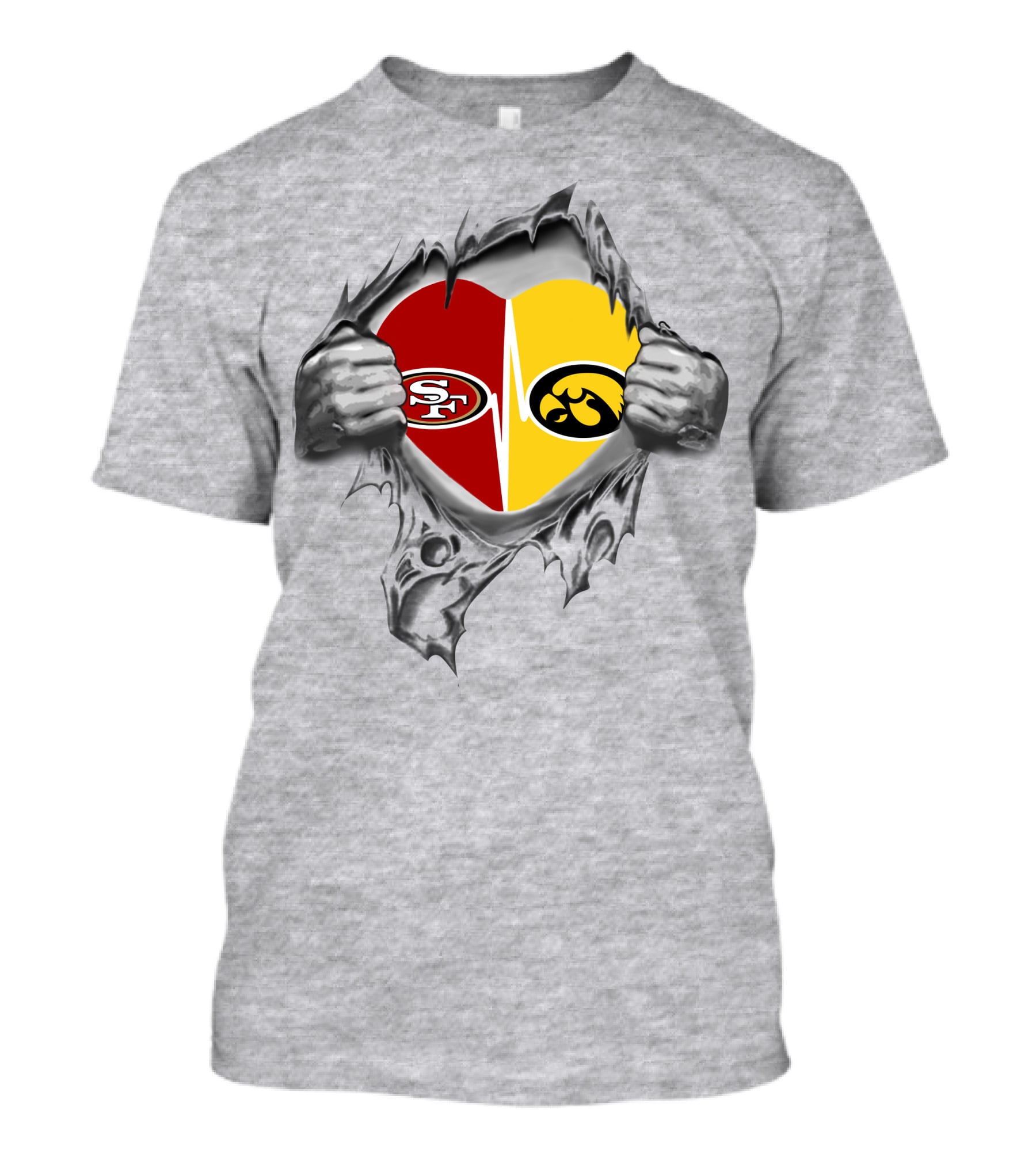 Iowa Hawkeyes San Francisco 49ers Heart T-Shirt