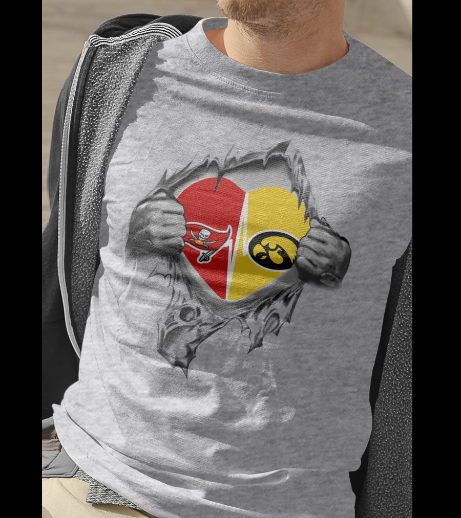 Hawkeyes Buccaneers Heart Passion Torn T-Shirt