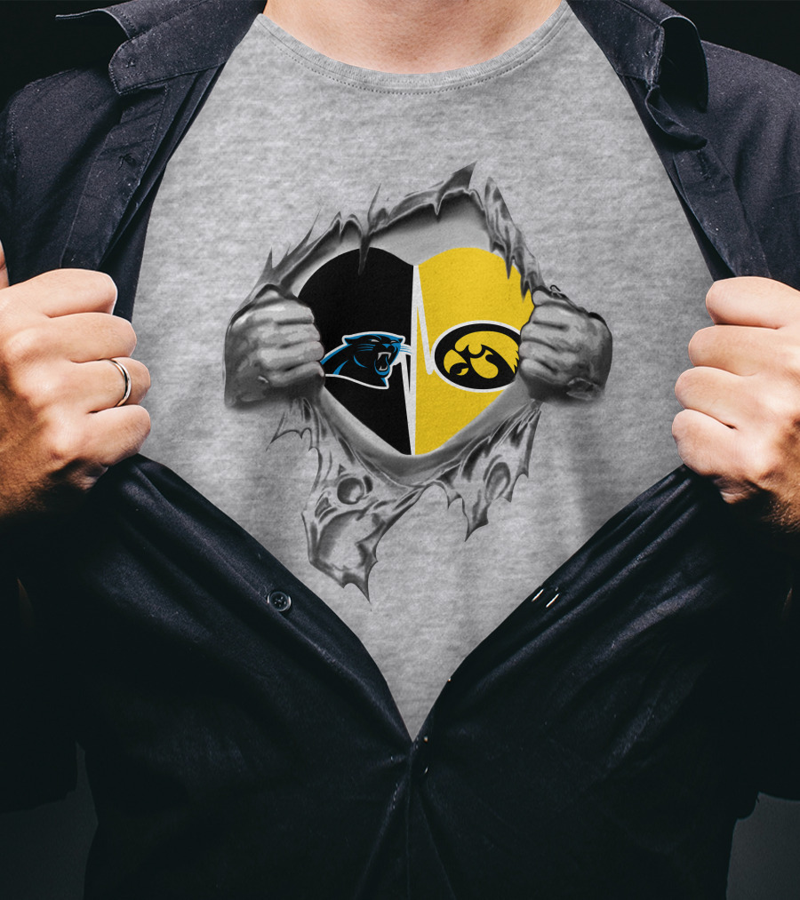 Hawkeyes Panthers Heart Inside Silver Claw Tear T-Shirt