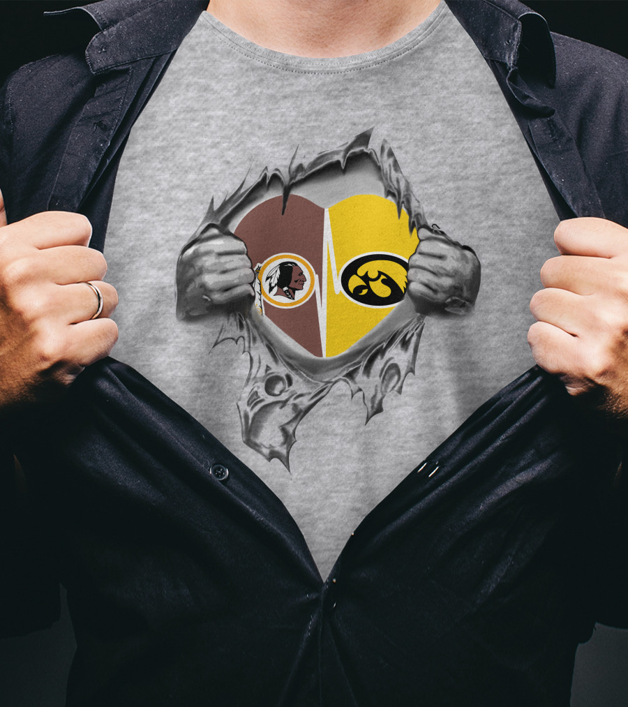 Hawkeyes Redskins Heart Inside Torn Ripped T-Shirt