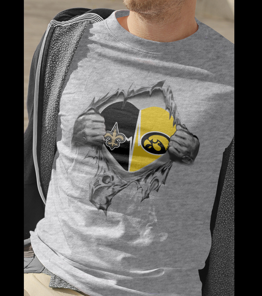New Orleans Saints Iowa Hawkeyes Heart T-Shirt