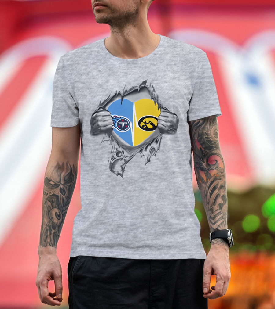 Tennessee Titans Iowa Hawkeyes Heart Fusion T-Shirt