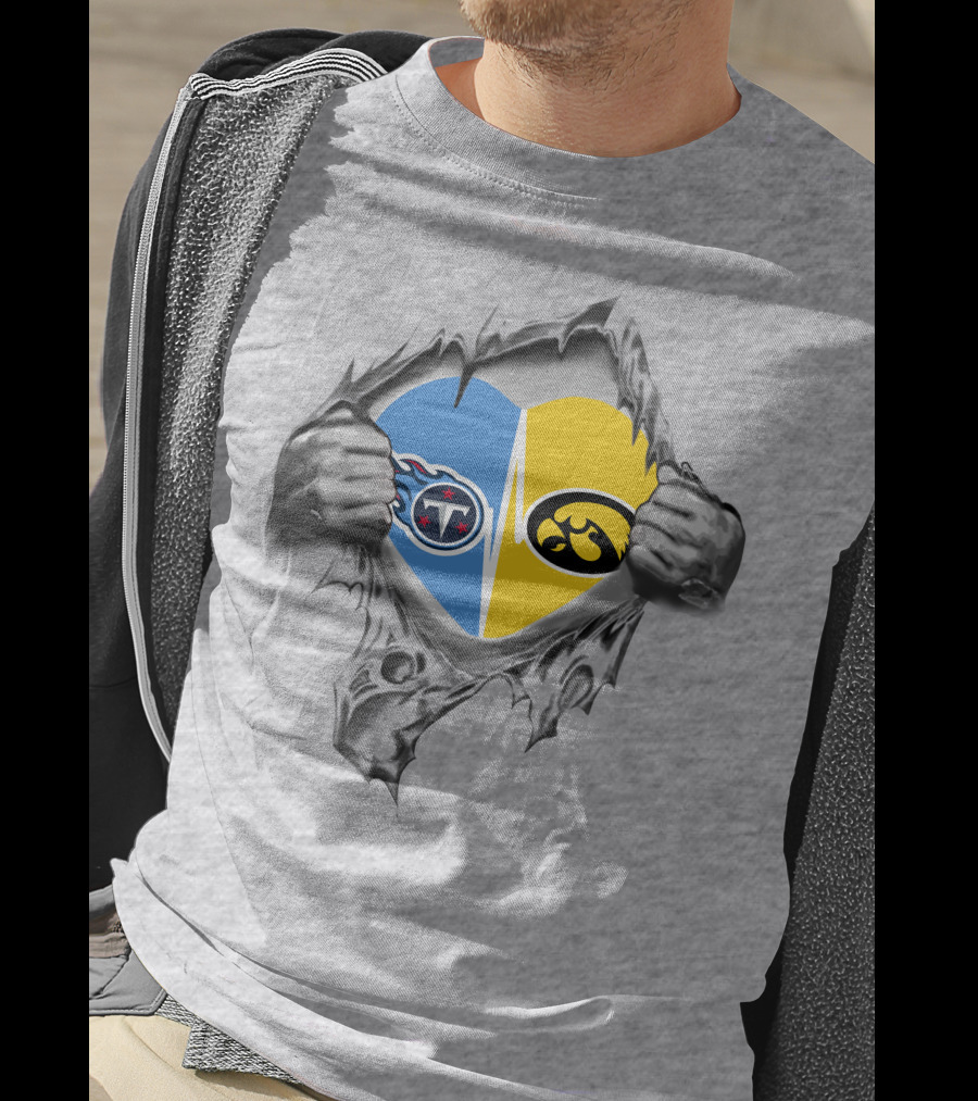 Tennessee Titans Iowa Hawkeyes Heart Fusion T-Shirt