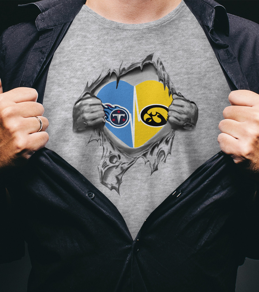 Tennessee Titans Iowa Hawkeyes Heart Fusion T-Shirt