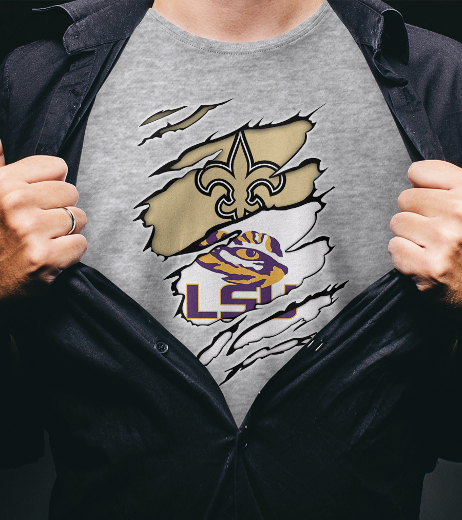 LSU Tigers New Orleans Saints Fleur-de-Lis Claw Marks T-Shirt