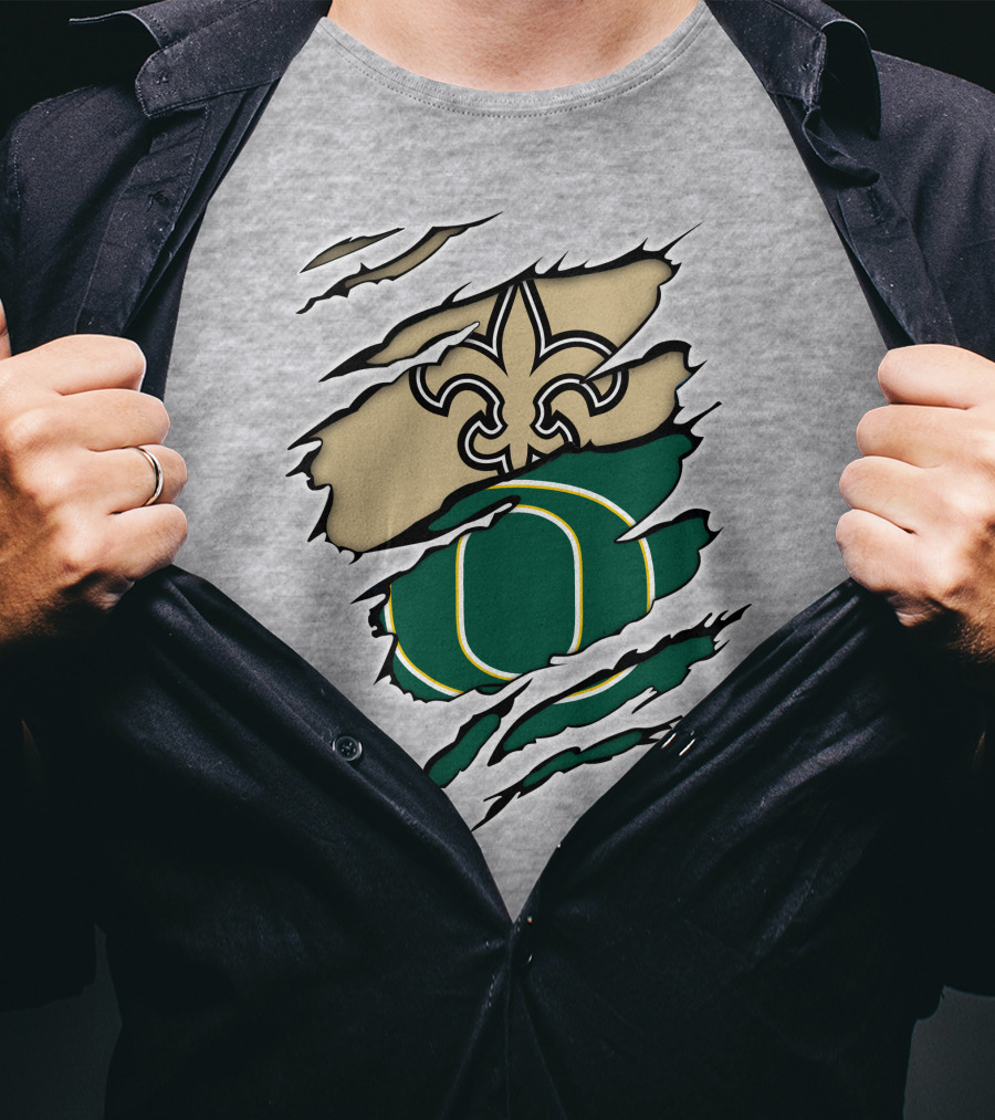 Saints Ducks Logo Fusion Fleur-de-Lis And Oregon Intertwined T-Shirt