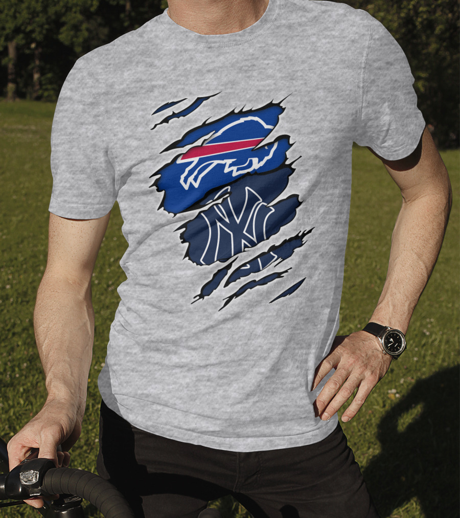 Buffalo Bills New York Yankees Ripped T-Shirt