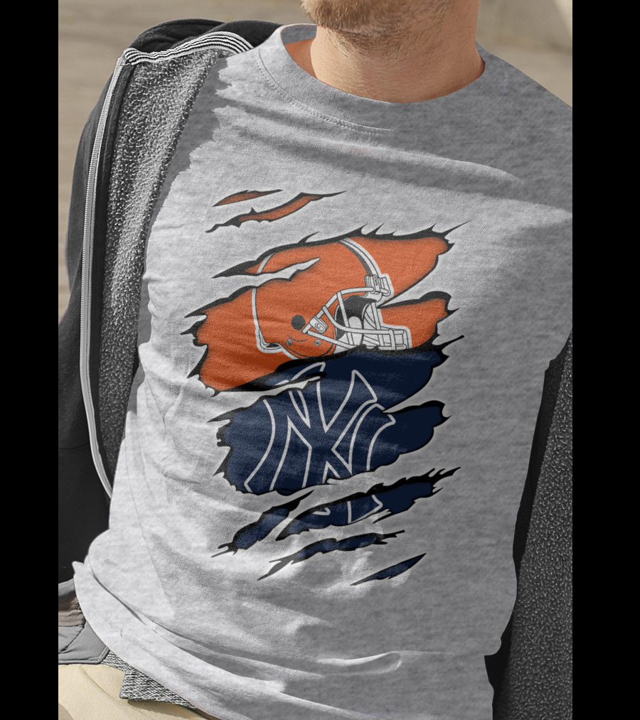 Cleveland Browns New York Yankees Football Baseball Crossover T-Shirt