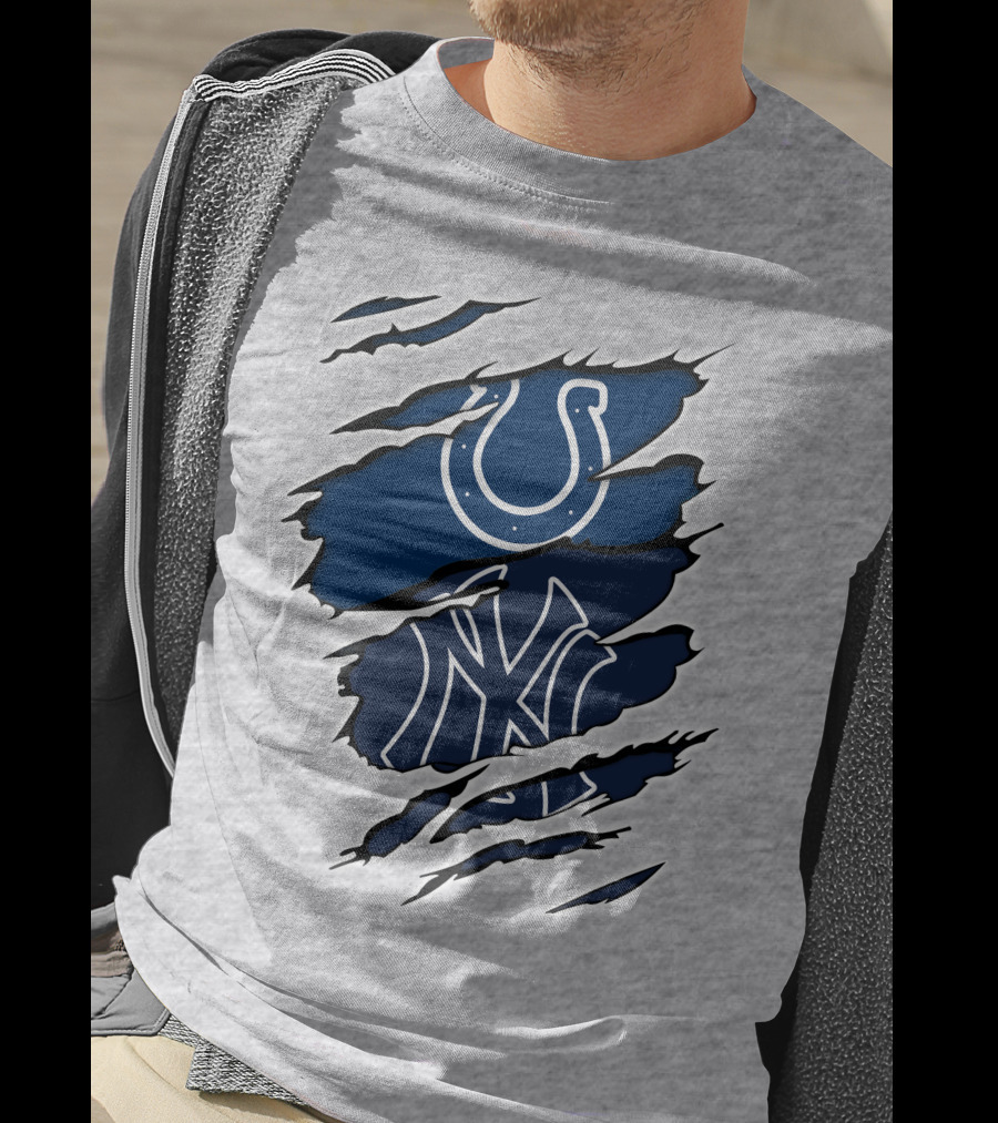 Colts Yankees Sports Crossover Logo Claw Marks T-Shirt