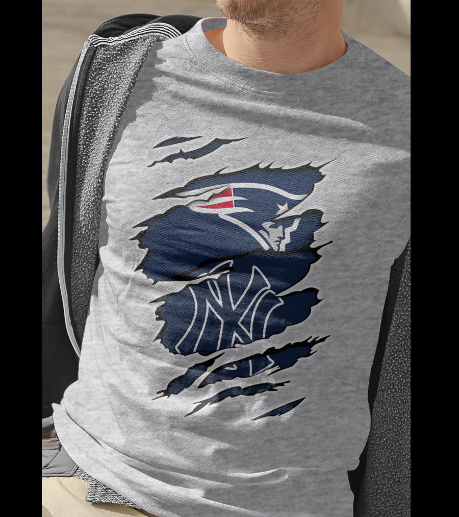 Patriots Yankees Fan Crossover Team Logos T-Shirt