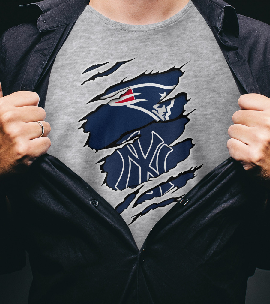 Patriots Yankees Fan Crossover Team Logos T-Shirt