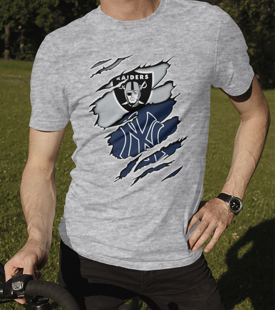Raiders Yankees Collaboration Fan Support T-Shirt