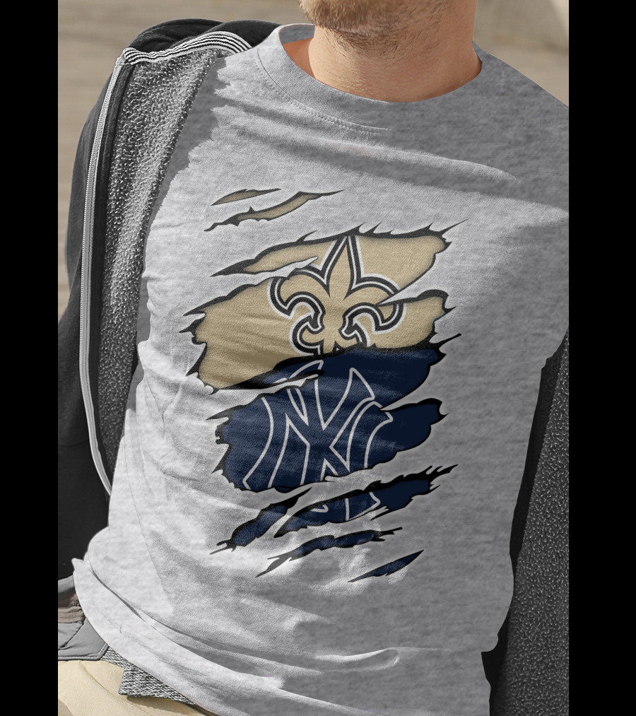 Fleur-De-Lis Saints And Yankees Ny Logo Mashup T-Shirt