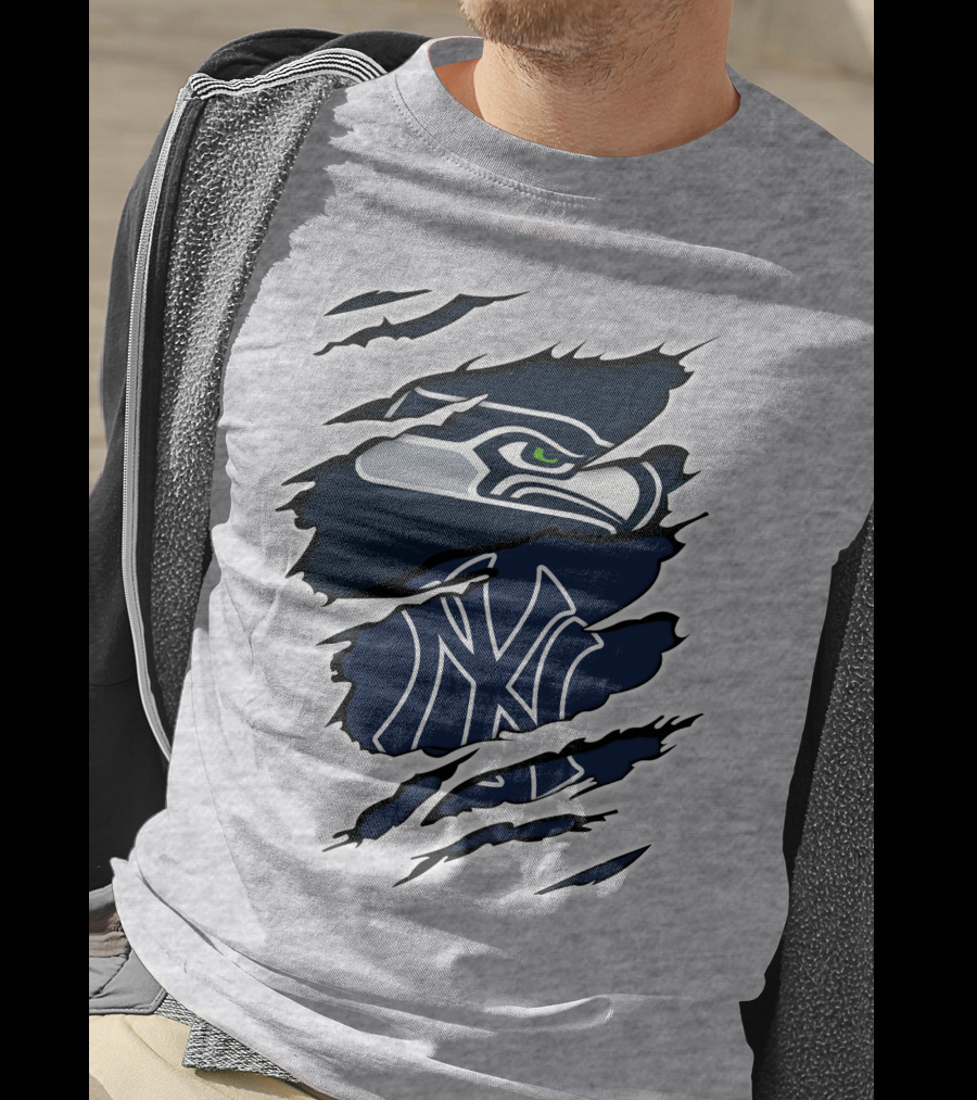 Seahawks Yankees Logo Crossover Claw Marks T-Shirt