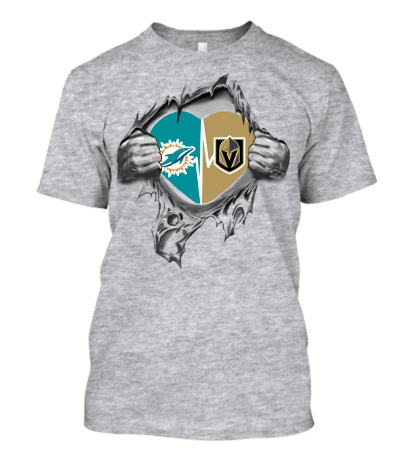 Golden Knights And Dolphins Heartbeat Inside Me T-Shirt