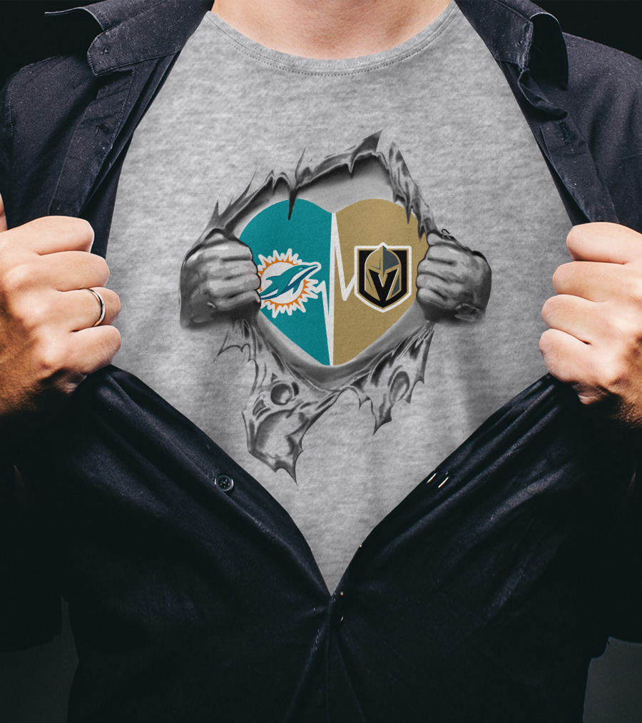 Golden Knights And Dolphins Heartbeat Inside Me T-Shirt