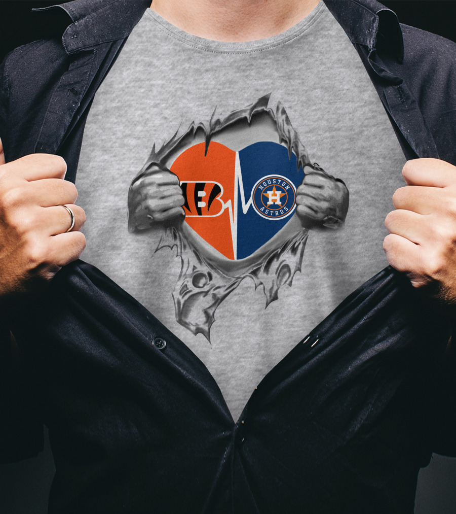 Houston Astros Bengals Heartbeat Passion T-Shirt
