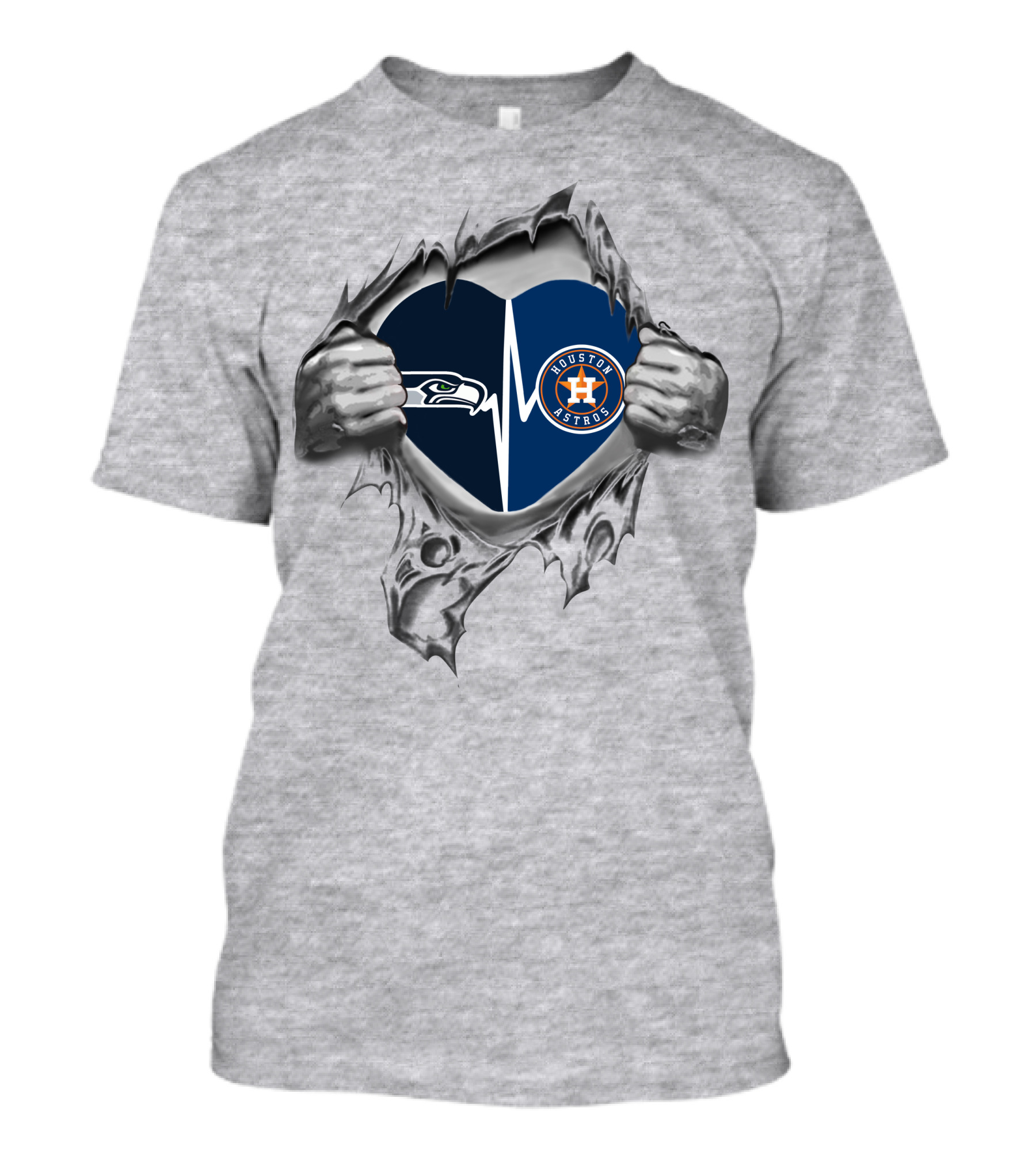 Houston Astros Seahawks Heart Tearing T-Shirt