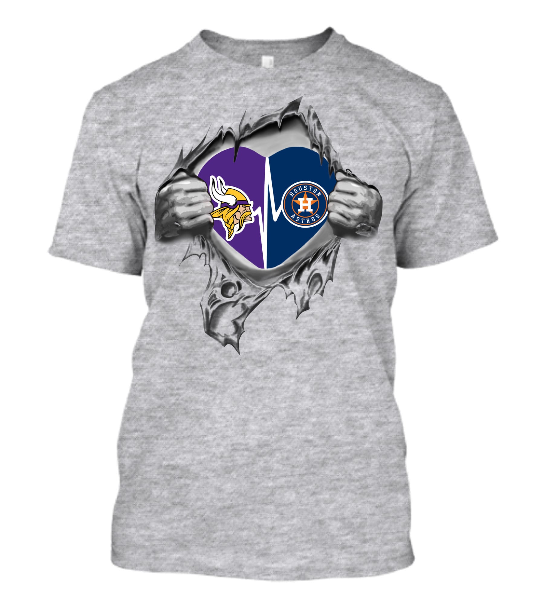 Houston Astros Minnesota Vikings Heartbeat Passion T-Shirt