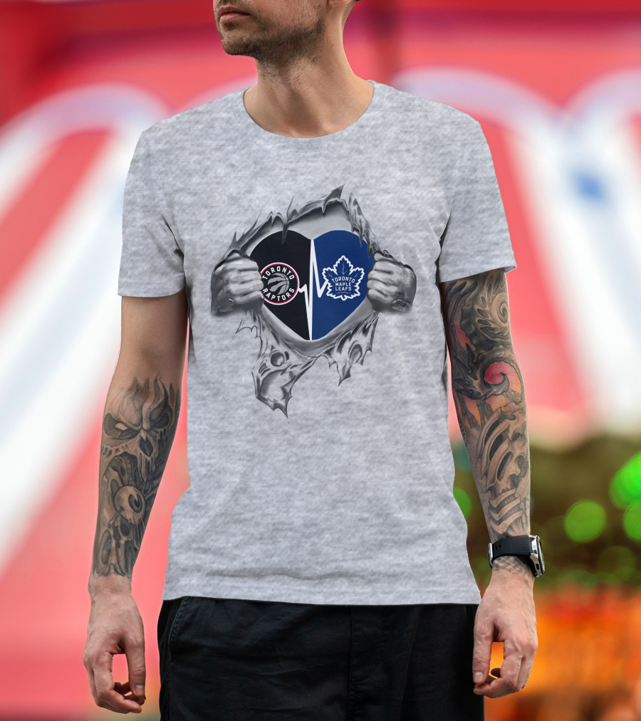 Toronto Raptors Maple Leafs Heart Torn T-Shirt