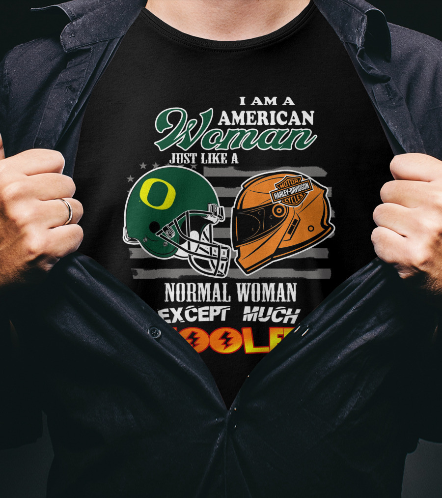 I Am An American Woman Just Like A Normal Woman Except Much Cooler Ducks Harley Davidson Motor Cycles T-Shirt