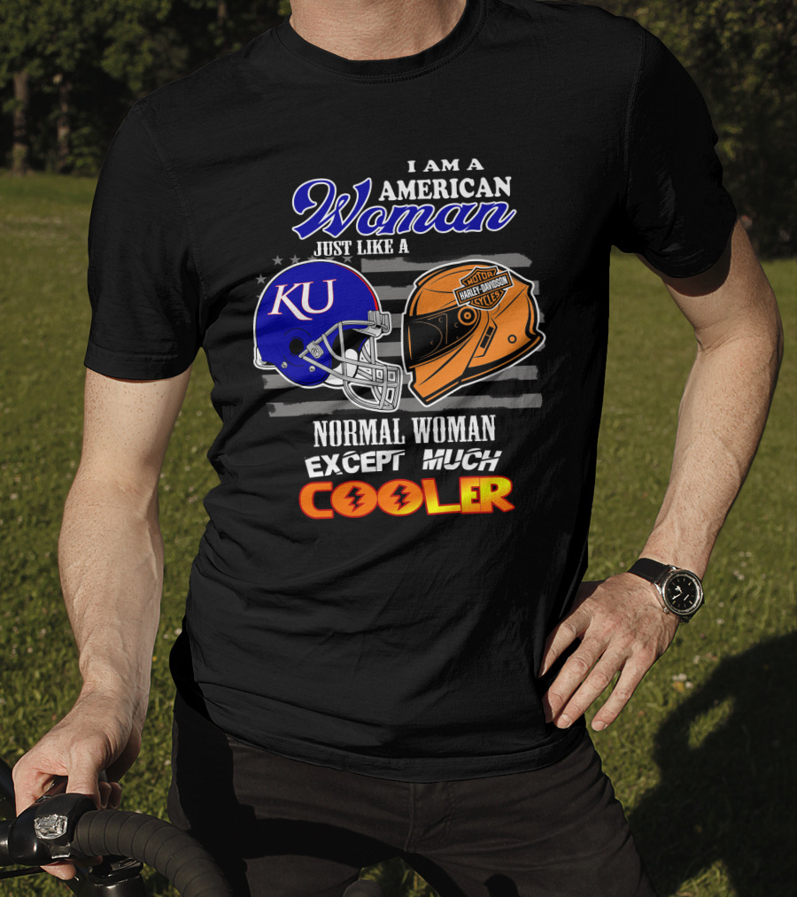 I Am A Cool American Woman Ku Helmet Harley Davidson Motorcycles T-Shirt