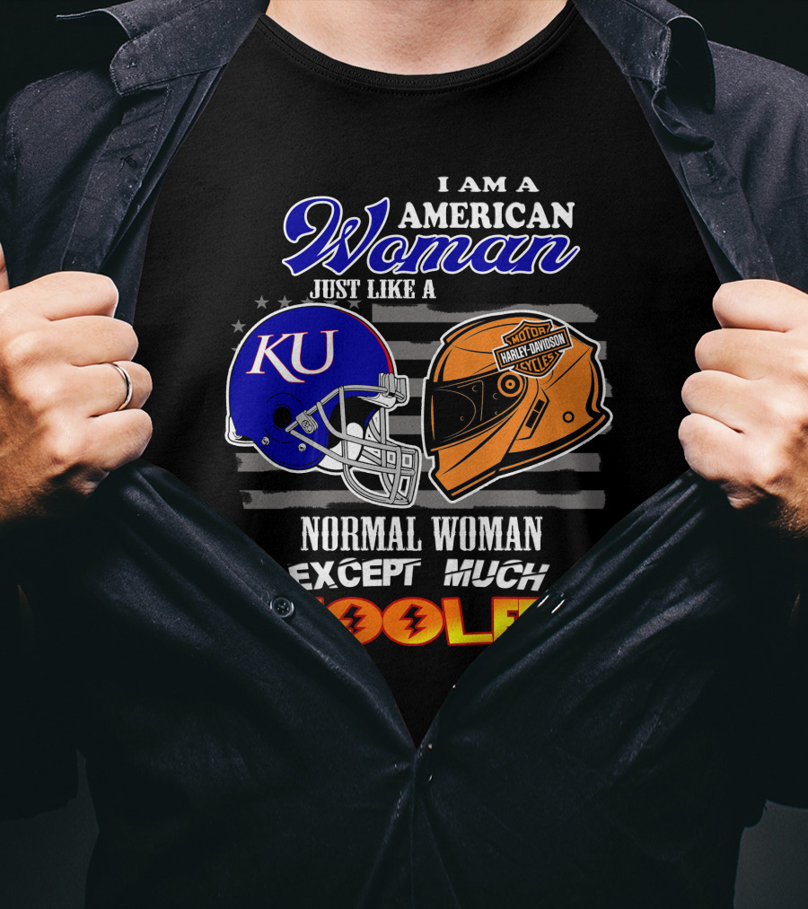 I Am A Cool American Woman Ku Helmet Harley Davidson Motorcycles T-Shirt