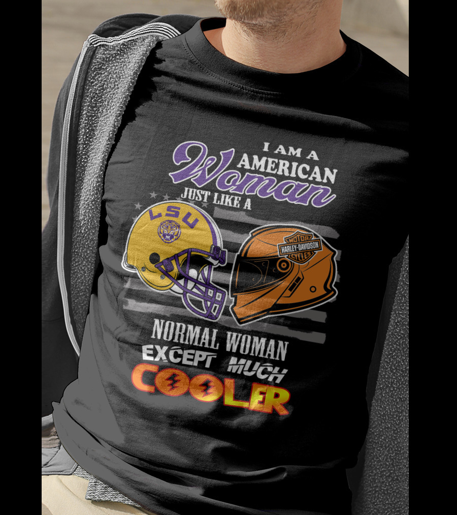 Lsu Tigers American Woman Harley Davidson Cooler Helmet T-Shirt