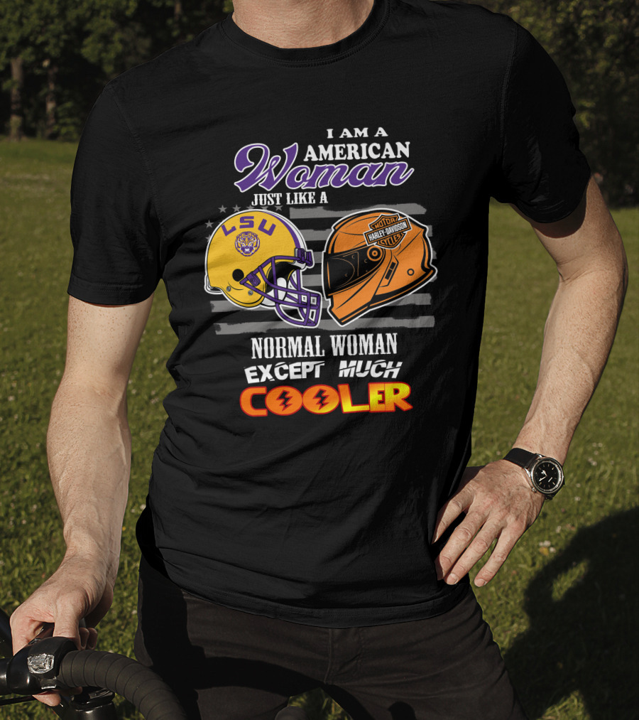 Lsu Tigers American Woman Harley Davidson Cooler Helmet T-Shirt