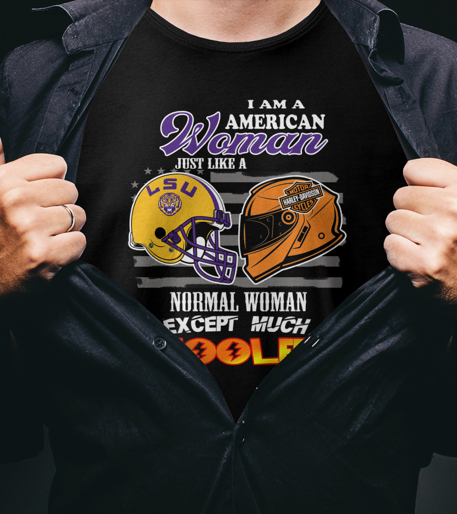 Lsu Tigers American Woman Harley Davidson Cooler Helmet T-Shirt