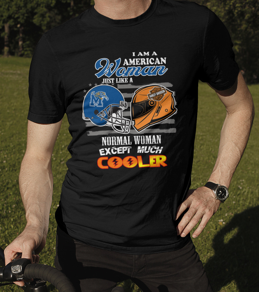 American Woman Harley Davidson Memphis Tigers Helmet Cooler T-Shirt