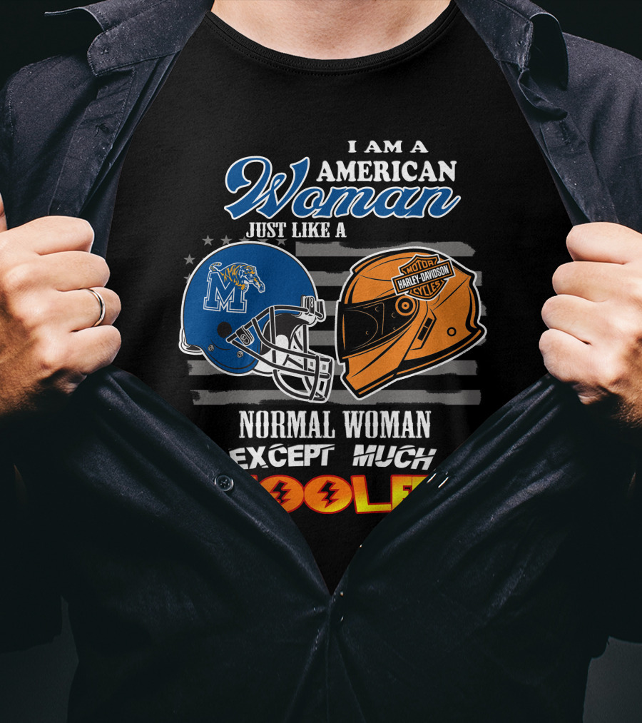 American Woman Harley Davidson Memphis Tigers Helmet Cooler T-Shirt