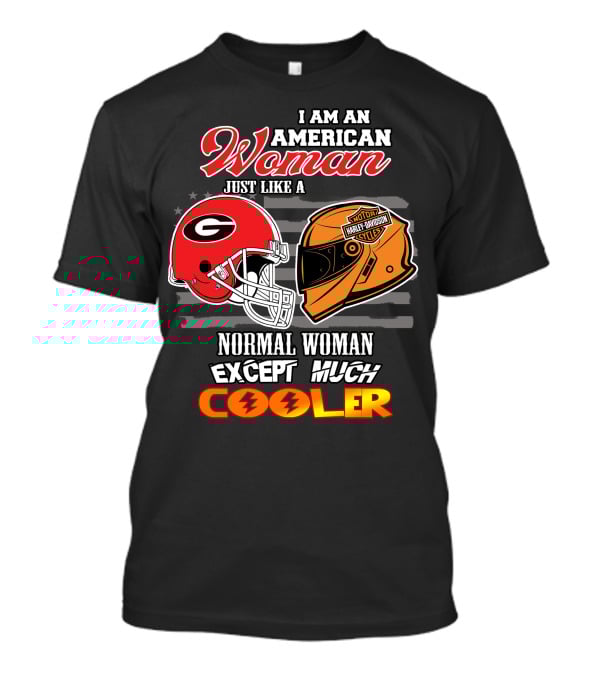 Georgia Bulldogs Harley Davidson American Woman Cooler Helmet T-Shirt