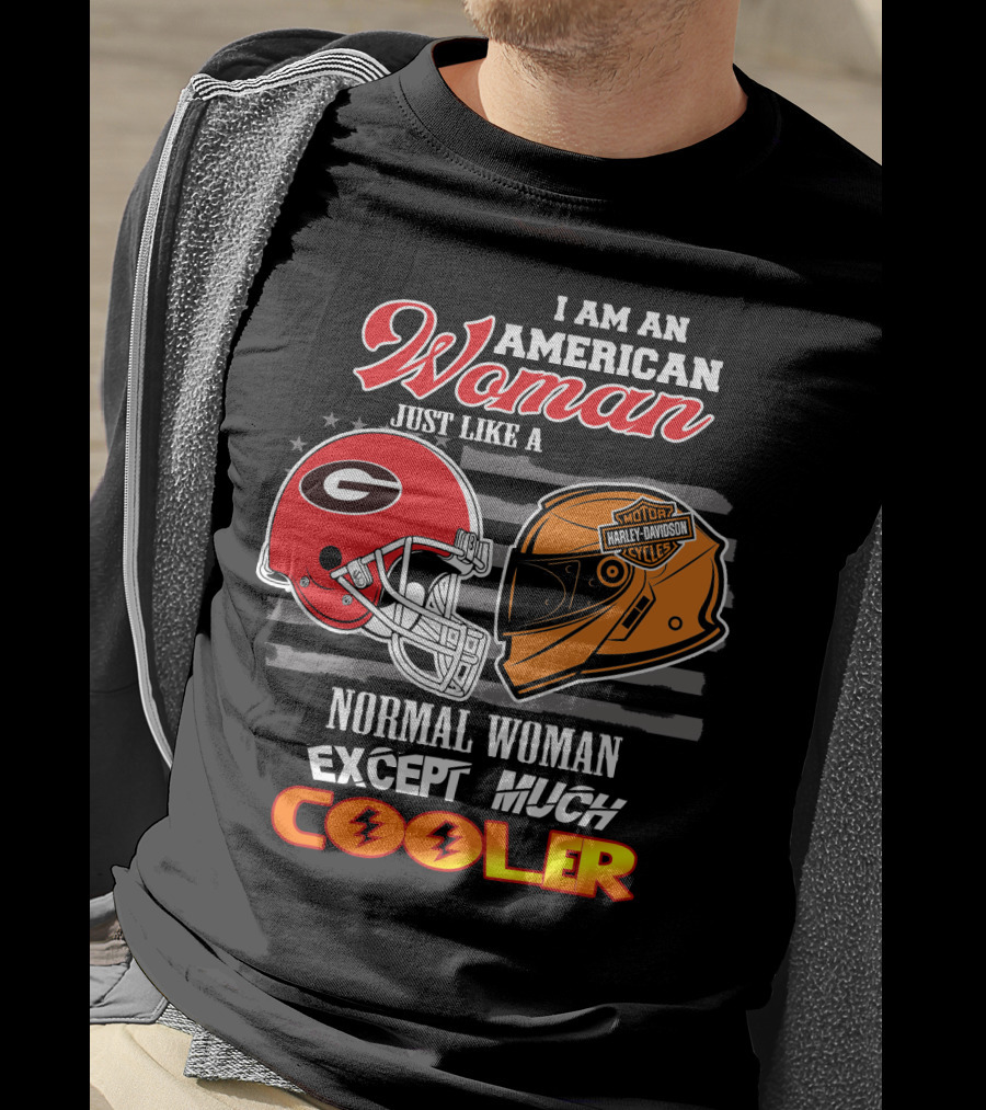 Georgia Bulldogs Harley Davidson American Woman Cooler Helmet T-Shirt