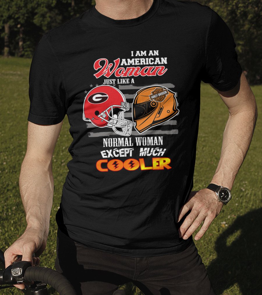 Georgia Bulldogs Harley Davidson American Woman Cooler Helmet T-Shirt