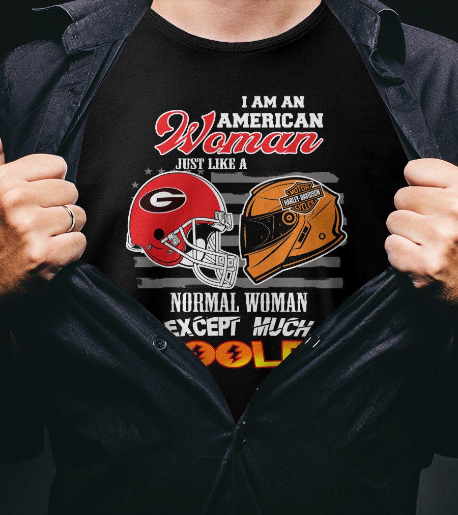Georgia Bulldogs Harley Davidson American Woman Cooler Helmet T-Shirt