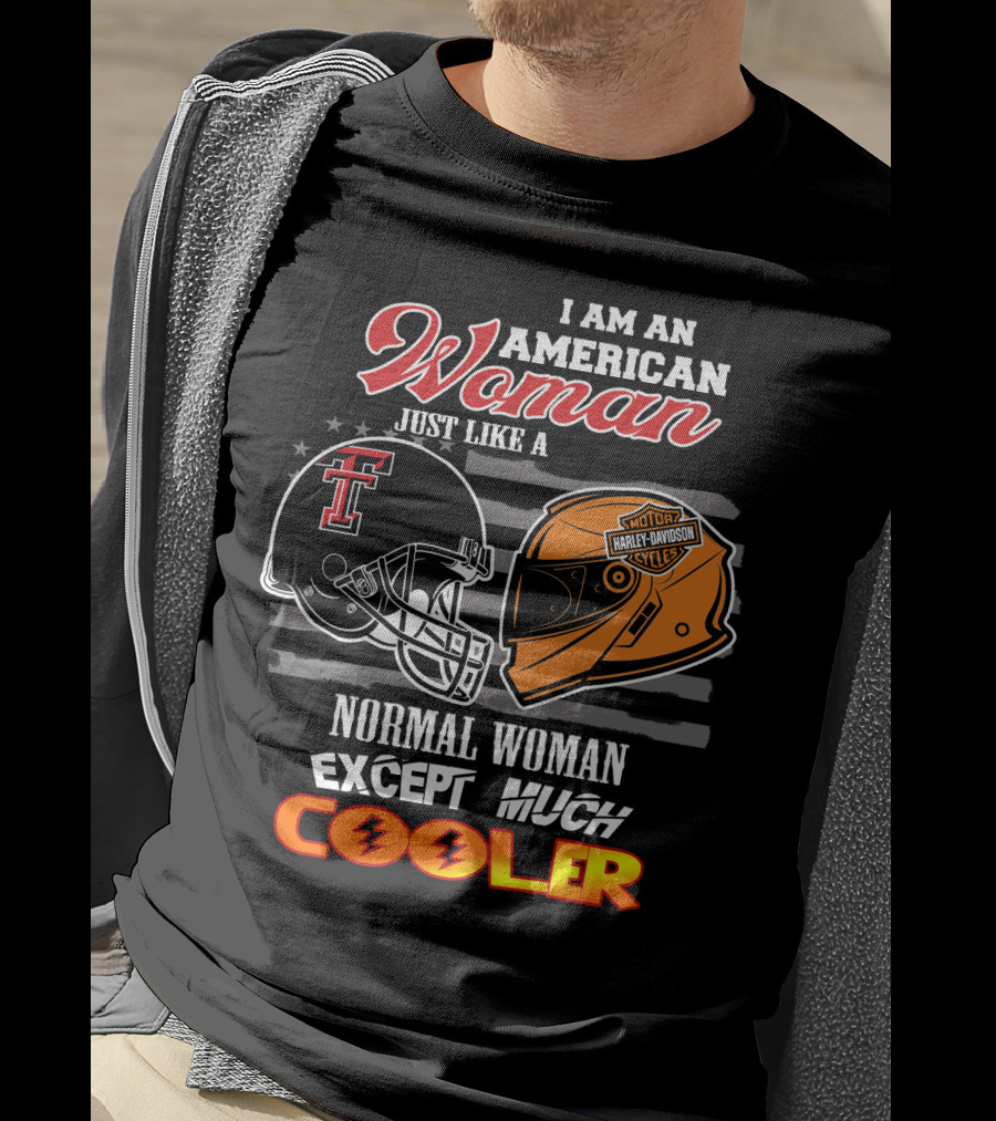 American Woman Texas Tech Harley Davidson Helmet Cooler T-Shirt