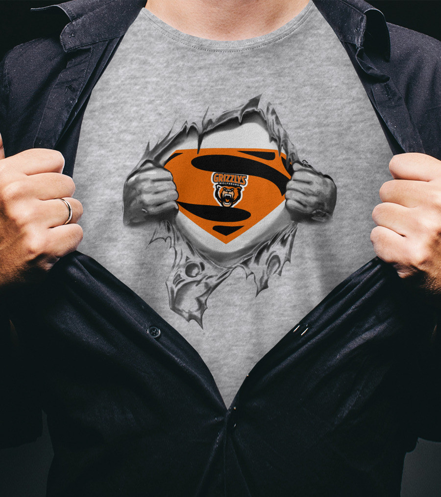 Grizzlys Wolfsburg Superman Logo Tear T-Shirt