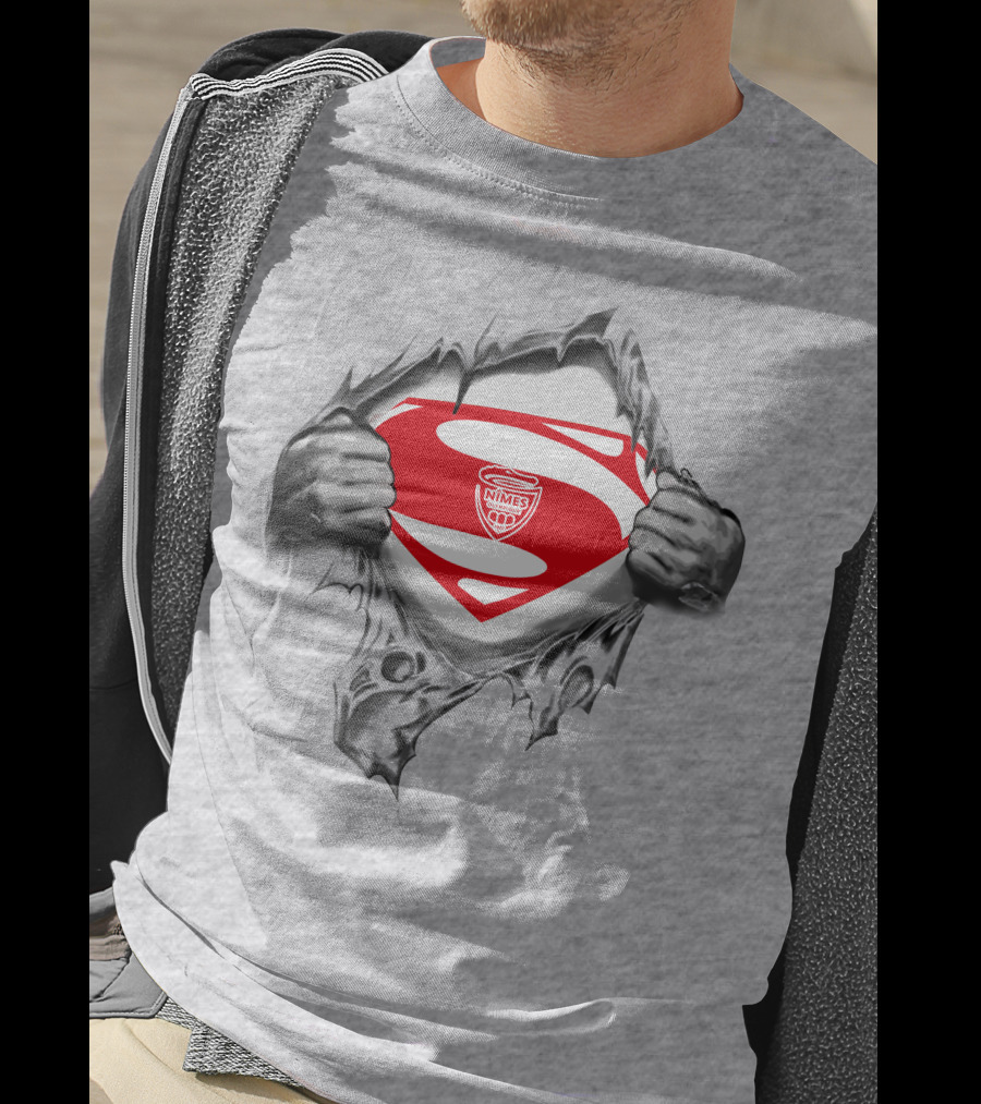 Nimes Olympique Superman Logo Reveal T-Shirt